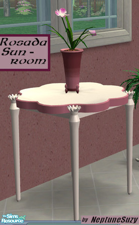 Sims 2 — NSC "Rosada Sunroom" Table by Neptunesuzy — White Table with pink trim - part of "Rosada Sunroom
