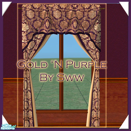 Sims 2 — Gold 'N Purple Curtains *corrected* by sww — set made by sww. hope you like it :) walls and floors made by
