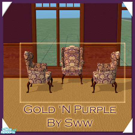 Sims 2 — Gold 'N Purple Armchair *corrected* by sww — set made by sww. hope you like it :) walls and floors made by