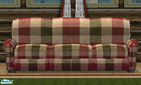 Sims 2 — Plaid sofa by dancingaphrodite — Part of the Log Cabin Collection. Plaid in burgandy, green and tan for a