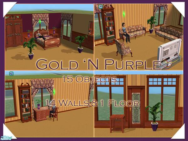 Sims 2 — Gold 'N Purple by sww — set made by sww. hope you like it :) walls and floors made by girl-from-mars