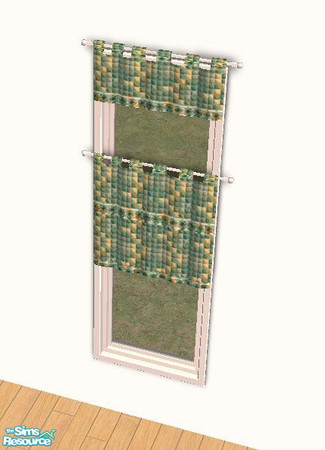Sims 2 — Green Mosiac Kitchen Cafe Curtains by STP Carly — Perk up your kitchen with some colorful mosiac tiles!