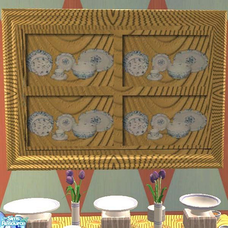 Sims 2 — Dining room wall shelving, large by buntah — This is part of my Dinner Is Served dining room set. Updated with