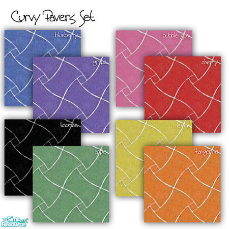 Sims 2 — Curvy Pavers Set by belldandelion — A set of curved brick floors