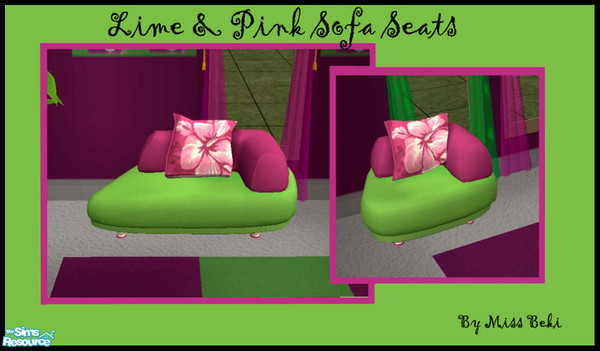 Sims 2 — Lime & Pink Sofa Seats by miss_beki — Lime & Pink Sofa Seats. Part of the Pink & Lime Lounge Setting