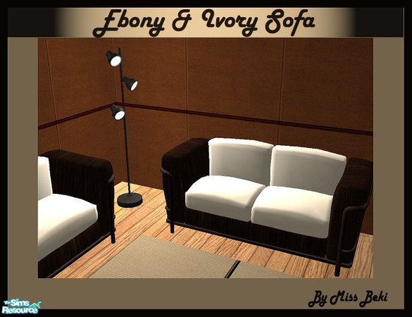 Sims 2 — Ebony & Ivory Sofa by miss_beki — Ebony & Ivory Sofa. Part of the Ebony & Ivory Lounge Setting by