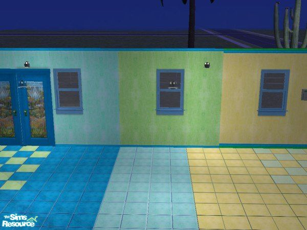 Sims 2 — Caribbean Walls & Floors by MandyWhy — A set of blue, green, yellow and aqua floors and walls, to match the