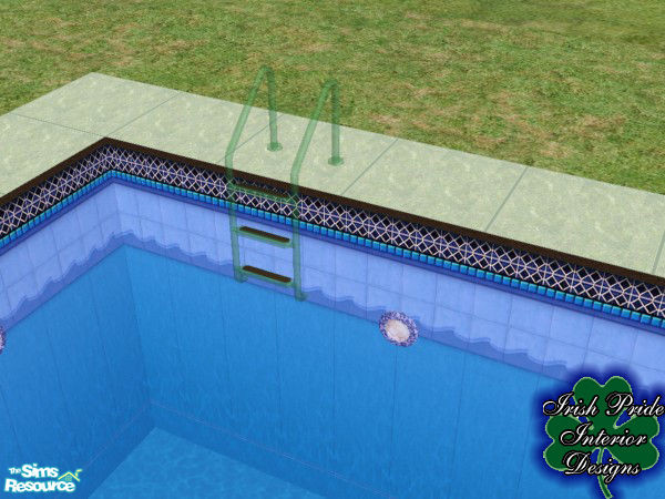 Sims 2 — Green Transparent Pool Ladder by Irish Pride — The green pool ladder, part of the transparent pool ladder set.