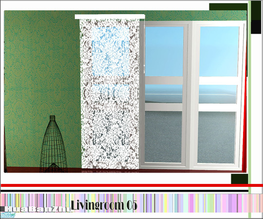 Sims 2 — Huabanzhu livingroom05 - Flowers Curtain by huabanzhu — 
