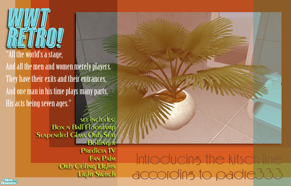 Sims 2 — WWT Lennon Retro Lounge - Fan Palm by Padre — retro is where-iss-at! WWT has it all! A lounge set with a