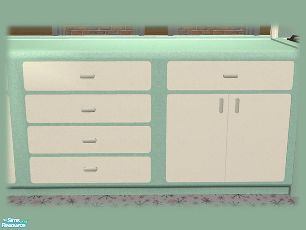 Sims 2 — 50s Retro Kitchen - Counterfinish - Aqua by Shakeshaft — Part of the second recolour of the 50\'s Retro Kitchen