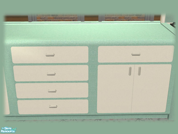 Sims 2 — 50s Retro Kitchen - Countertop - Aqua by Shakeshaft — Part of the second recolour of the 50\'s Retro Kitchen in