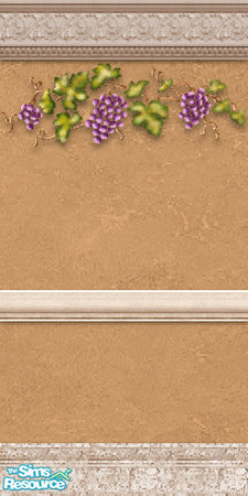 Sims 2 — Italian Stucco Kitchen Wall 1 by Nikki041498 — Deep Sand colored Stucco wall with Grapevine stencil and ornate