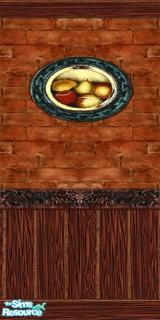 Sims 2 — Carrington Wall #3 by TSR Archive — Paneling & brick wall. Proportions are correct in the game.