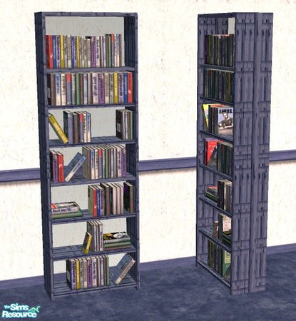 Sims 2 — Celestial Study: Bookcase by Bitzybus — Blue wood bookcase to go with the set.