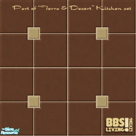 Sims 2 — Terra & Desert Kitchen, Floortiles varia by BetterbeSim — Big natural terracotta floor tiles. Use a couple
