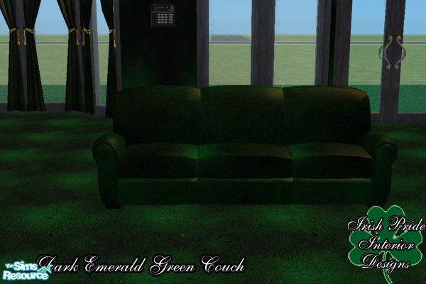 Sims 2 — Dark Emerald Green Sofa by Irish Pride — The dark emerald green sofa, part of the dark green emerald green