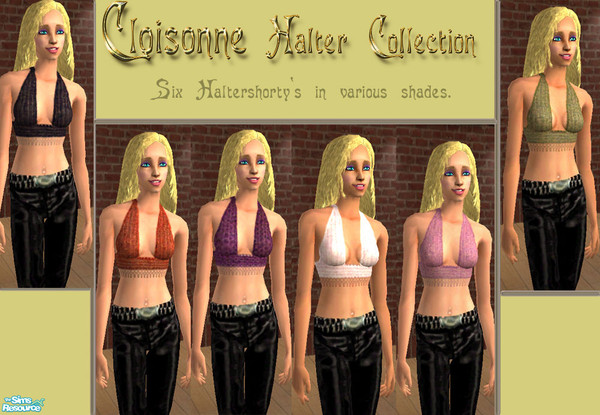 Sims 2 — Cloisonne Halter Collection by Cloisonne — A collection of Halterneck tops,in a woollen texture,with Beading