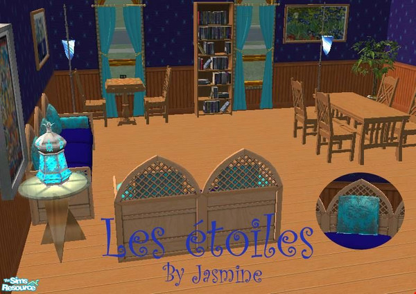 Sims 2 —  by Jasminevs81 — A warm welcoming Den where your sims can relax and play. Inspired by Van Goghs Starry Night.