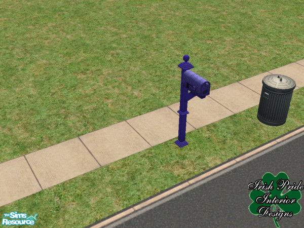 Sims 2 — Blue Mailbox Post by Irish Pride — The Blue recolored mailbox post is a different look from the old white box.