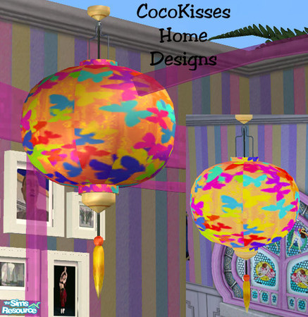 Sims 2 — Butterfly Chinese Lantern by oldmember_CocoKissesNYC — CocoKisses Home Designs