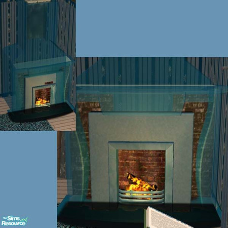 Sims 2 — Blue glass fireplace BASE by buntah — This is part of my Learning Center set.