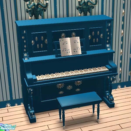 Sims 2 — Blue piano with sterling silver trim by buntah — This is part of my Learning Center set.