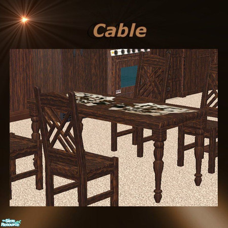 Sims 2 — Country cowhide dinning table by cablebabee — dinning table with cowhide