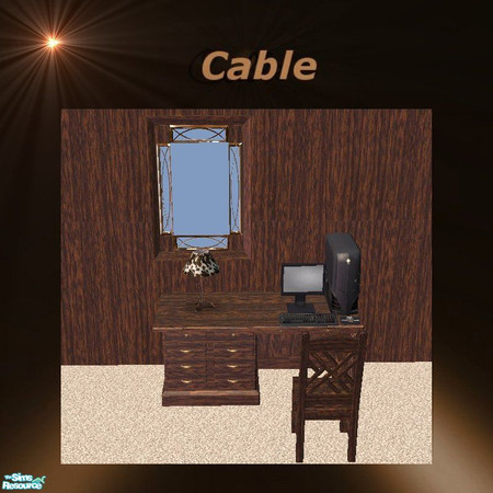 Sims 2 — Cpuntry cowhide vanity or desk by cablebabee — Desk or vanity to go in bedroom or study