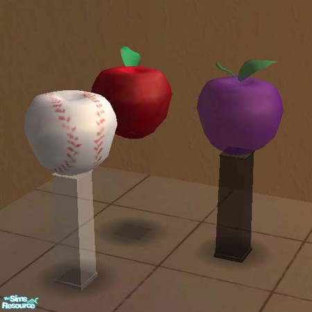 Sims 2 — Apple Options by buntah — These are three variations of the apple sculpture. One is purple glass, one is a