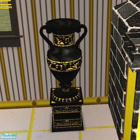 Sims 2 — Black urn with 24k gold inlay by buntah — This is part of my Exquisite Bathroom set.
