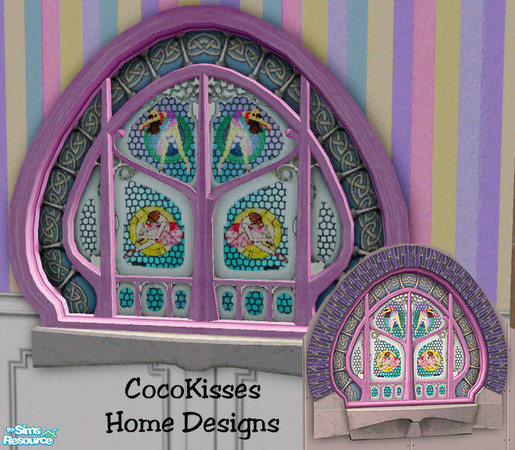 Sims 2 — Stained Glass Window by oldmember_CocoKissesNYC — Colorful Ballerina Stained Glass lined by frosted white glass,
