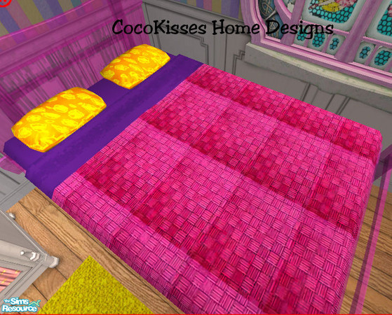 Sims 2 — Ballerina Dream - BEDDING by oldmember_CocoKissesNYC — Bright hand crafted quilt w/ satin neon leopard