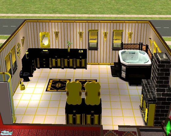Sims 2 — Exquisite Bathroom by buntah — This is a real classy black bathroom with solid gold trimming. Includes