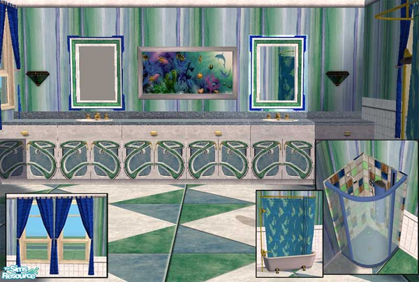 Sims 2 — Oceanic Collection by dancingaphrodite — Soothing greens and blues combine with white for a look that is