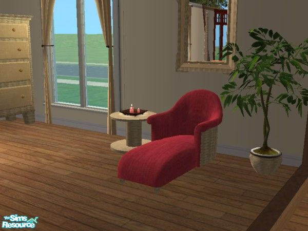 Sims 2 — Wicker Back Chaiselounge II by toriamos — Chaiselounge has a wicker back and is dark pink.