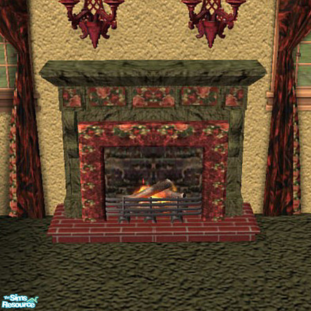 Sims 2 — romanitc rose fireplace by Cori27 — part of the romantic rose bathroom collection