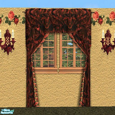 Sims 2 — romantic rose curtians by Cori27 — part of the romantic rose bathroom collection