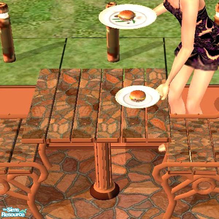 Sims 2 — Flagstone table by buntah — This is the table for my Outdoor Pool & Barbecue set.