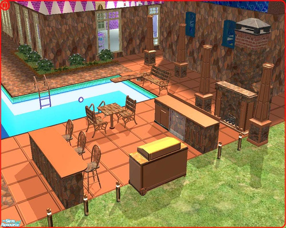 Sims 2 — Outdoor Pool & Barbecue by buntah — This set includes everything you need for the perfect pool party. 