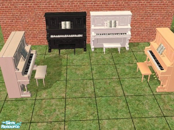 Sims 2 — Piano Set by jeyca — Beautiful piano collection! Set includes white, off white, natural wood and black. For the