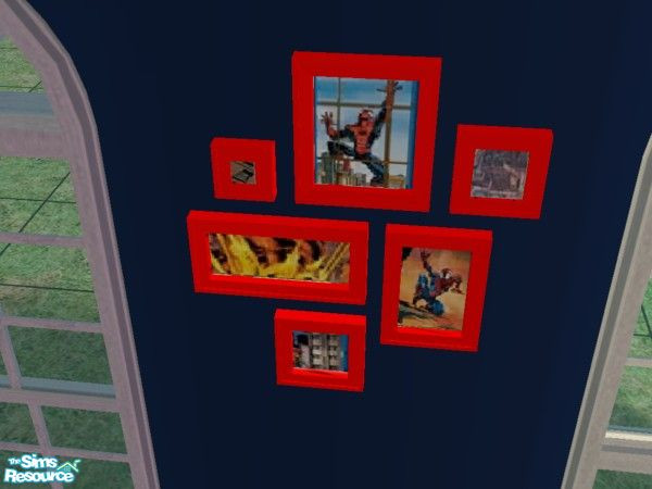 Sims 2 — Spiderman Collage by jeyca — Collage of Spiderman pictures. Part of the Spiderman Bedroom Set for boys/teens.