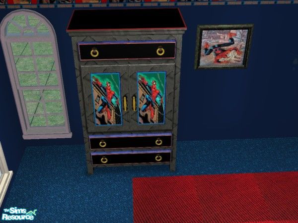 Sims 2 — Spiderman Dresser by jeyca — Part of the Spiderman Bedroom Set for boys/teens.