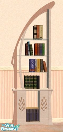 Sims 2 — Piej Panache Novellas Bookcase by oldmember_Piej — White-wash oak bookcase with coral bamboo accents and