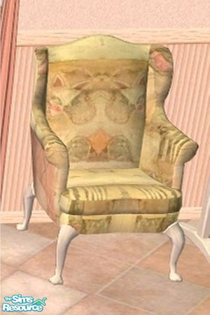 Sims 2 — Piej Panache Luxiary King Armchair White by oldmember_Piej — An abstract silk pattern seat for the Luxiary King