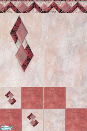 Sims 2 — KS Pink Elegant Tiled Walls and Floors by mskitty — I Hope you Like them. Looks great in the game.