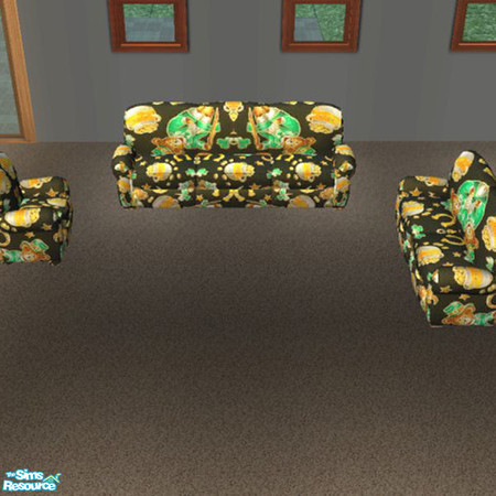 Sims 2 — Celtic Print Couch by Irish Pride — Irish Pride Interior Designs presents the Celtic Print Celtic Couch from the