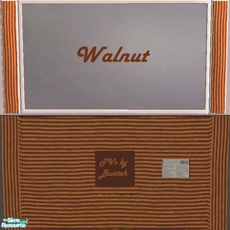 Sims 2 — Walnut TV by buntah — This is part of my Wall Eyes (wall-mounted TVs) set. Back and front shown.