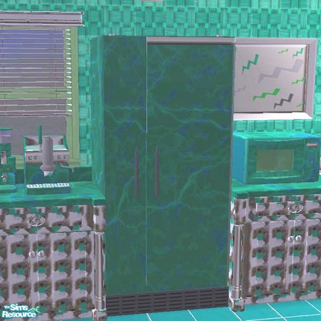 Sims 2 — Chrome & green fridge by buntah — This is the refrigerator for my Modern Green Kitchen set.