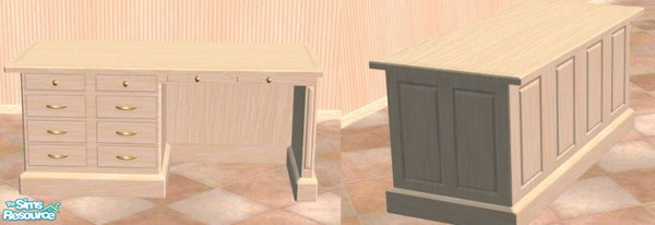 Sims 2 — Piej Panache White-Wash Oak Desk by oldmember_Piej — 